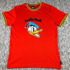Disney x Forever 21 Lucky Duck Mens Red Short Sleeve Crew Neck Shirt Size Large